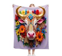 ZZXHG Double Flannel Blanket Thick 150 x 200 cm Colourful Cow Adult, Throws for Adults Kids Pets, Soft Fluffy Throw Blanket for Sofa Bed, Warm Settees Couch Fleece Blankets_j1138
