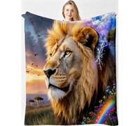 ZZXHG Double Size Flannel Throw Blanket Animal Lion Plush Blanket-A191