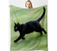 ZZXHG Double Size Flannel Throw Blanket Green Cat Plush Blanket-A76