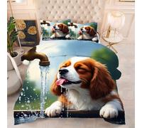 ZZXHG Duvet Double Dog Drinking Water, Lightweight Skin Friendly Quilt 200x200 cm, Soft Breathable Microfiber with Box Stitching - Ideal for Summer and All Seasons