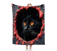 ZZXHG Flannel Blanket King Size 230 x 270 cm, Black Animal Cat, Microfiber Fleece Throw Sofa Blanket for Adults Kids, Soft Lightweight Bed Blanket for All Season, Fluffy Thick Throw_h504