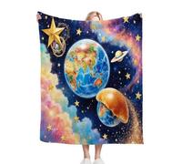 ZZXHG Flannel Blanket King Size 230 x 270 cm, Blue Earth, Microfiber Fleece Throw Sofa Blanket for Adults Kids, Soft Lightweight Bed Blanket for All Season, Fluffy Thick Throw