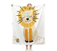 ZZXHG Flannel Blanket King Size 230 x 270 cm, Cartoon Lion, Microfiber Fleece Throw Sofa Blanket for Adults Kids, Soft Lightweight Bed Blanket for All Season, Fluffy Thick Throw_8280a