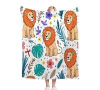 ZZXHG Flannel Blanket King Size 230 x 270 cm, Cartoon Lion, Microfiber Fleece Throw Sofa Blanket for Adults Kids, Soft Lightweight Bed Blanket for All Season, Fluffy Thick Throw_8268a
