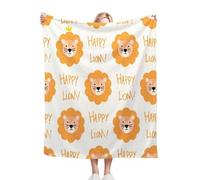 ZZXHG Flannel Blanket King Size 230 x 270 cm, Cartoon Lion, Microfiber Fleece Throw Sofa Blanket for Adults Kids, Soft Lightweight Bed Blanket for All Season, Fluffy Thick Throw_8304a