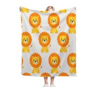 ZZXHG Flannel Blanket King Size 230 x 270 cm, Cartoon Lion, Microfiber Fleece Throw Sofa Blanket for Adults Kids, Soft Lightweight Bed Blanket for All Season, Fluffy Thick Throw_8292a