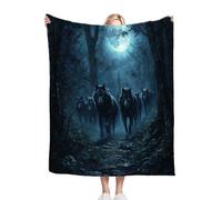 ZZXHG Flannel Blanket King Size 230 x 270 cm, Grey Wolf Pack, Microfiber Fleece Throw Sofa Blanket for Adults Kids, Soft Lightweight Bed Blanket for All Season, Fluffy Thick Blanket