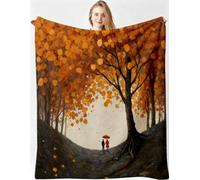ZZXHG Flannel Throw Blanket 30x40 Kids Orange Fallen Leaf for Boys-A82