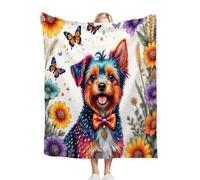 ZZXHG Kids Fleece Throw Blankets Colorful Pet Dog, Warm Flannel Blanket for Single Bed, Soft Microfiber Thick Throw for Boys Girls, Fluffy Blanket for Sofa Couch Bedspread_1599a