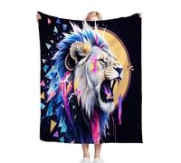 ZZXHG Kids Fleece Throw Blankets Coloured Lions, Warm Flannel Blanket for Single Bed, Soft Microfiber Thick Throw for Boys Girls, Fluffy Blanket for Sofa Couch Bedspread_J1525