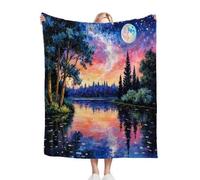 ZZXHG Kids Throw Blankets Blue Star and Tree, Flannel Fleece Blanket for Kid Boys Girls, Soft Fleece Bedspread Throw, Microfiber Fluffy Throws for Bed Sofa Living Room, 40x50 Inch_A12428