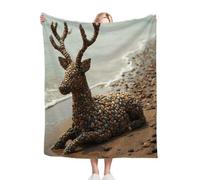 ZZXHG Kids Throw Blankets Brown Stone Deer, Flannel Fleece Blanket for Kid Boys Girls, Soft Fleece Bedspread Blanket, Microfiber Fluffy Blankets for Bed Sofa Living Room, 40x50 Inch