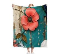 ZZXHG Kids Throw Blankets Red Flowers, Flannel Fleece Blanket for Kid Boys Girls, Soft Fleece Bedspread Throw, Microfiber Fluffy Throws for Bed Sofa Living Room, 40x50 Inch