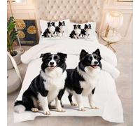 ZZXHG King Duvet Black Border Collie, Feels Like Down, Luxurious Quilt, Soft and Comfy, Down Alternative Ultra-Soft Plush Breathable Duvet with 2 Pillowcases