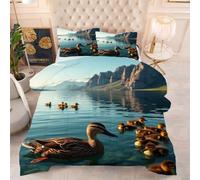 ZZXHG King Duvet Grey Duck, Feels Like Down, Luxurious Quilt, Soft and Comfy, Down Alternative Ultra-Soft Plush Breathable Duvet with 2 Pillowcases