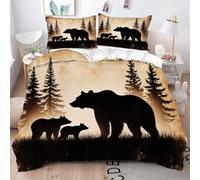ZZXHG King Size Bedding Sets Animal Brown Bear Adult, Soft Microfiber Kingsize Duvet Cover Sets Adults with Zipper Closure, Reversible Quilt Covers with 2 Pillowcases 50x75cm - 220x230 cm_j17818