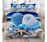 ZZXHG King Size Bedding Sets Blue Love Starfish, Microfiber Kingsize Duvet Cover Sets Adults with Zipper Closure, Quilt Covers with 2 Pillowcases 50x75cm - 220x230 cm_A17080