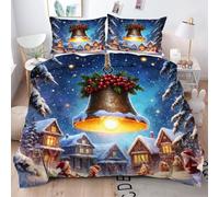 ZZXHG King Size Bedding Sets Christmas Bells, Soft Microfiber Kingsize Duvet Cover Sets Adults with Zipper Closure, Reversible Quilt Covers with 2 Pillowcases 50x75cm - 220x230 cm