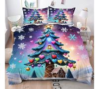 ZZXHG King Size Bedding Sets Christmas Tree Patterns, Soft Microfiber Kingsize Duvet Cover Sets Adults with Zipper Closure, Reversible Quilt Covers with 2 Pillowcases 50x75cm - 220x230 cm_J1333