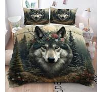 ZZXHG King Size Bedding Sets Grey Animal Wolf, Soft Microfiber Kingsize Duvet Cover Sets Adults with Zipper Closure, Reversible Quilt Covers with 2 Pillowcases 50x75cm - 220x230 cm