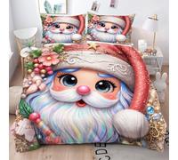 ZZXHG King Size Bedding Sets Pink Father Christmas, Soft Microfiber Kingsize Duvet Cover Sets Adults with Zipper Closure, Reversible Quilt Covers with 2 Pillowcases 50x75cm - 220x230 cm