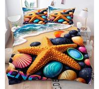 ZZXHG King Size Bedding Sets Shell Starfish, Microfiber Kingsize Duvet Cover Sets Adults with Zipper Closure, Quilt Covers with 2 Pillowcases 50x75cm - 220x230 cm_A17068