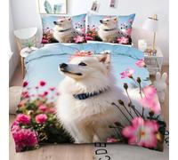 ZZXHG King Size Bedding Sets White Animal Dogs, Soft Microfiber Kingsize Duvet Cover Sets Adults with Zipper Closure, Reversible Quilt Covers with 2 Pillowcases 50x75cm - 220x230 cm