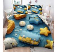 ZZXHG King Size Bedding Sets Yellow Star, Soft Microfiber Kingsize Duvet Cover Sets Adults with Zipper Closure, Reversible Quilt Covers with 2 Pillowcases 50x75cm - 220x230 cm,a