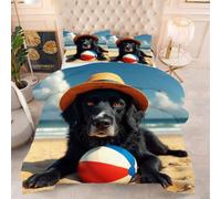ZZXHG King Size Duvet All Season Lightweight | Black Dog with Hat, Reversible Breathable Comforter with 2 Pillowcases (50x75cm), Machine Washable Microfiber Quilt for Large Bed, Home, Hotel