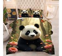 ZZXHG King Size Duvet All Season Lightweight | Black Panda, Reversible Breathable Comforter with 2 Pillowcases (50x75cm), Machine Washable Microfiber Quilt for Large Bed, Home, Hotel