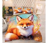 ZZXHG King Size Duvet All Season Lightweight | Orange Foxes, Reversible Breathable Comforter with 2 Pillowcases (50x75cm), Machine Washable Microfiber Quilt for Large Bed, Home, Hotel