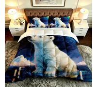 ZZXHG King Size Duvet Set Blue Polar Bear Microfiber Quilt for Adults-A210