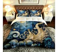 ZZXHG King Size Duvet Set Blue Starry Sky Microfiber Quilt for Adults-A390