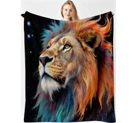 ZZXHG King Size Flannel Throw Blanket Animal Lion for Bedroom-A129
