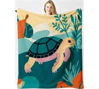 ZZXHG King Size Flannel Throw Blanket Green Turtle for Bedroom-A6