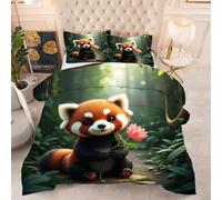 ZZXHG Single Duvet Brown Raccoon, All Year Round Single Quilt for Cozy Nights, Machine Washable Reversible Comforter with 2 Pillowcases - 135x200 cm