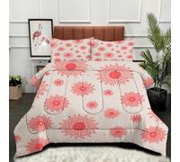 ZZXHG Single Duvet Colourful Floral Print, All Year Round Single Quilt for Cozy Nights, Machine Washable Reversible Comforter with 2 Pillowcases - 135x200 cm_A7346