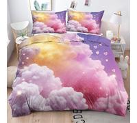 ZZXHG Single Duvet Cover Set Coloured Clouds, Soft Microfiber Bedding Single Bed Set for Boys Girls, Easy Care Reversible Quilt Covers with Zipper + 2 Pillowcases 50x75cm - 135x200 cm_J1715
