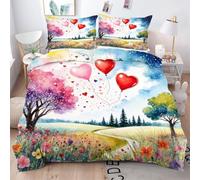 ZZXHG Single Duvet Cover Set Colourful Flower, Soft Microfiber Bedding Single Bed Set for Boys Girls, Easy Care Reversible Quilt Covers with Zipper + 2 Pillowcases 50x75cm - 135x200 cm_j20