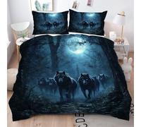 ZZXHG Single Duvet Cover Set Grey Wolf Pack, Soft Microfiber Bedding Single Bed Set for Boys Girls, Easy Care Reversible Quilt Covers with Zipper + 2 Pillowcases 50x75cm - 135x200 cm