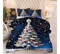 ZZXHG Super King Duvet All Season Breathable | Silver Christmas Tree, Reversible Machine Washable Comforter with 2 Pillowcases (50x75cm), Hypoallergenic Microfiber Quilt for Spacious Bedroom, Hotel
