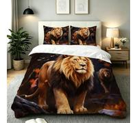 ZZXHG Super King Duvet Cover Set 3D Lion, Reversible Superking Bedding Set with Zipper Closure + 2 Pillowcases 50x75cm, Quilt Covers for Home - 260x220cm_A22242