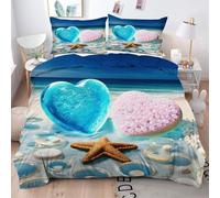 ZZXHG Super King Duvet Cover Set Blue Love Starfish, Reversible Superking Bedding Set with Zipper Closure + 2 Pillowcases 50x75cm, Quilt Covers for Home - 260x220cm_A17112