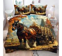 ZZXHG Super King Duvet Cover Set Brown Animal Horse, Reversible Superking Bedding Set with Zipper Closure + 2 Pillowcases 50x75cm, Soft Microfiber Quilt Covers for Home Decor - 260x220cm