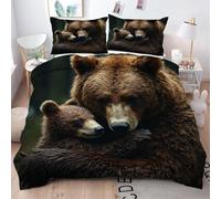 ZZXHG Super King Duvet Cover Set Brown Bear, Reversible Superking Bedding Set with Zipper Closure + 2 Pillowcases 50x75cm, Soft Microfiber Quilt Covers for Home Decor - 260x220cm