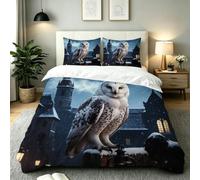 ZZXHG Super King Duvet Cover Set Castle Owl, Reversible Superking Bedding Set with Zipper Closure + 2 Pillowcases 50x75cm, Quilt Covers for Home - 260x220cm_A22218