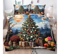 ZZXHG Super King Duvet Cover Set Green Christmas Tree, Reversible Superking Bedding Set with Zipper Closure + 2 Pillowcases 50x75cm, Soft Microfiber Quilt Covers for Home Decor - 260x220cm_J1511