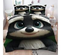 ZZXHG Super King Duvet Cover Set Grey Raccoon, Reversible Superking Bedding Set with Zipper Closure + 2 Pillowcases 50x75cm, Soft Microfiber Quilt Covers for Home Decor - 260x220cm