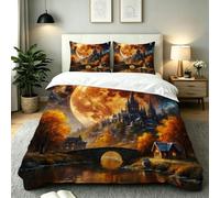 ZZXHG Super King Duvet Cover Set Moon Castle, Reversible Superking Bedding Set with Zipper Closure + 2 Pillowcases 50x75cm, Quilt Covers for Home - 260x220cm_A23262