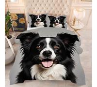ZZXHG Super King Duvet Set Black Border Collie, All Seasons Combi Double Quilt for All Year Round Comfort, Quilt Lightweight and Warm All Season 260x220 cm